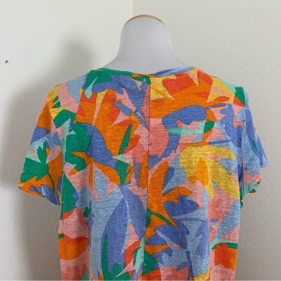 Joie 100% Linen Top Women’s 1X Colorful V Neck Short Sleeve Lightweight Coastal - Picture 8 of 16